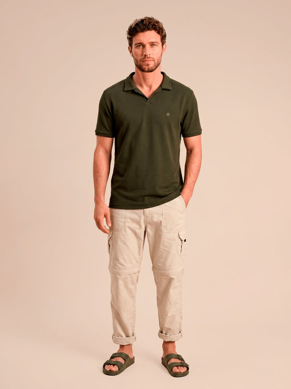 Camisa Polo UV Com Proteção Solar Cubana Textura MC MASC - VERDE MILITAR
