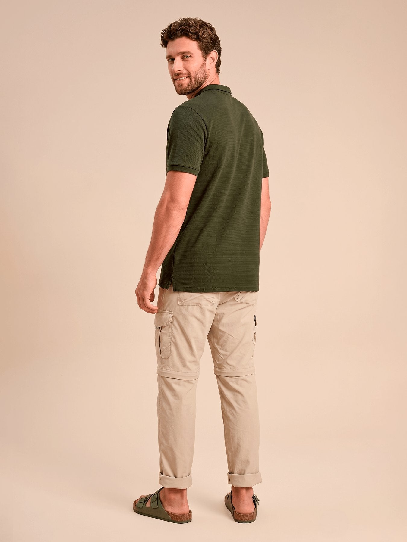 Camisa Polo UV Com Proteção Solar Cubana Textura MC MASC - VERDE MILITAR