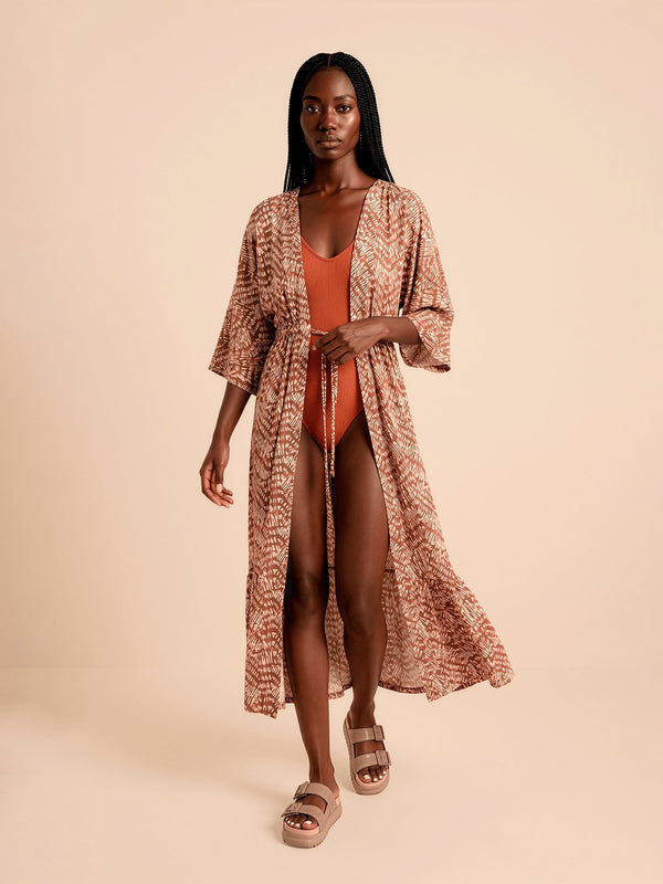 Saída de Praia UV Com Proteção Solar Pontal Fem MC - Tie Dye Pitanga