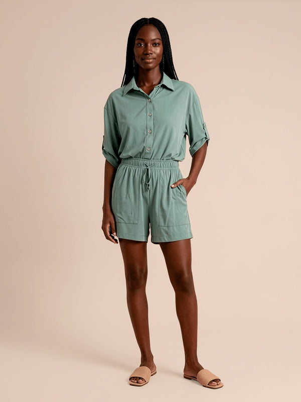 Short UV Com Proteção Solar Basic Color UP FEM - VERDE AGUA