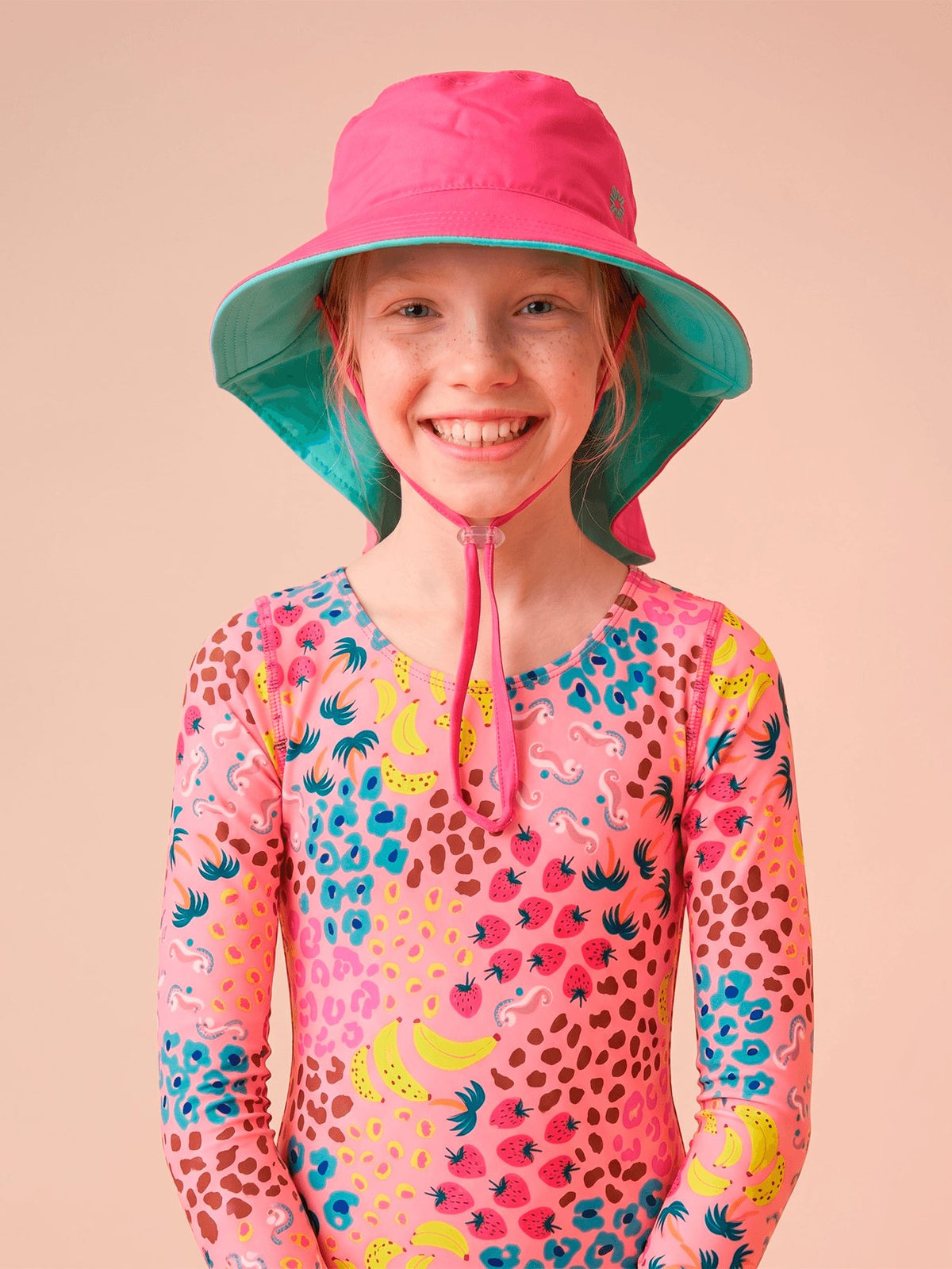 Chapéu UV Com Proteção Solar Infantil Dupla Face Sicilia Kids - Pink/Lagoa