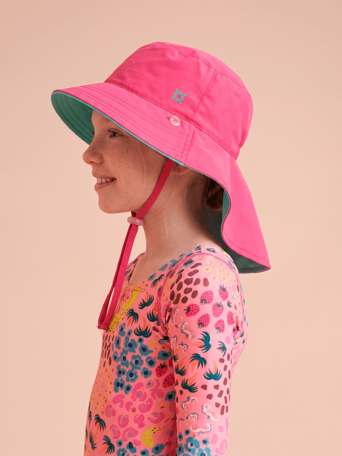 Chapéu UV Com Proteção Solar Infantil Dupla Face Sicilia Kids - Pink/Lagoa