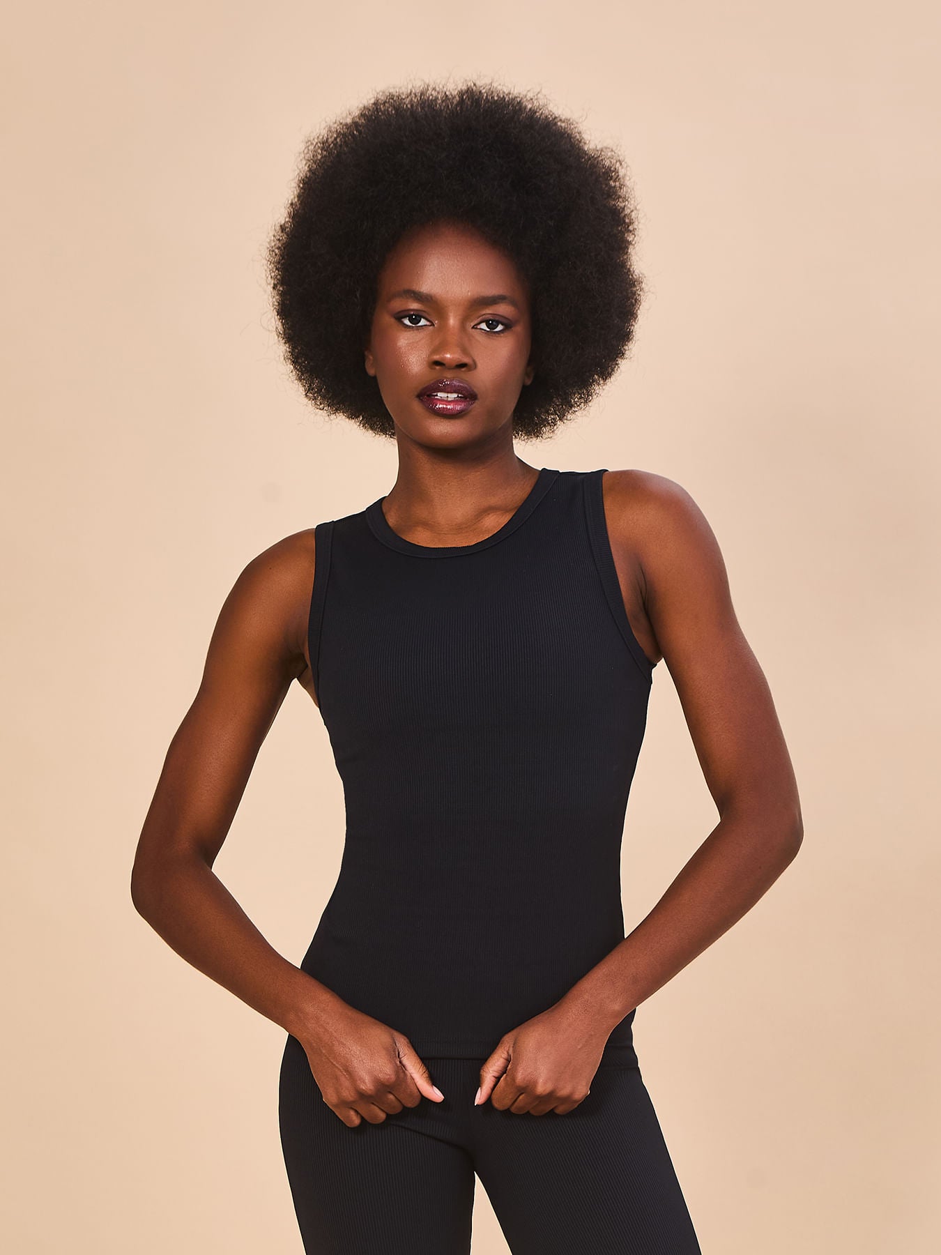 Camisa UV Com Proteção Solar Regata Canelada Fem - PRETO