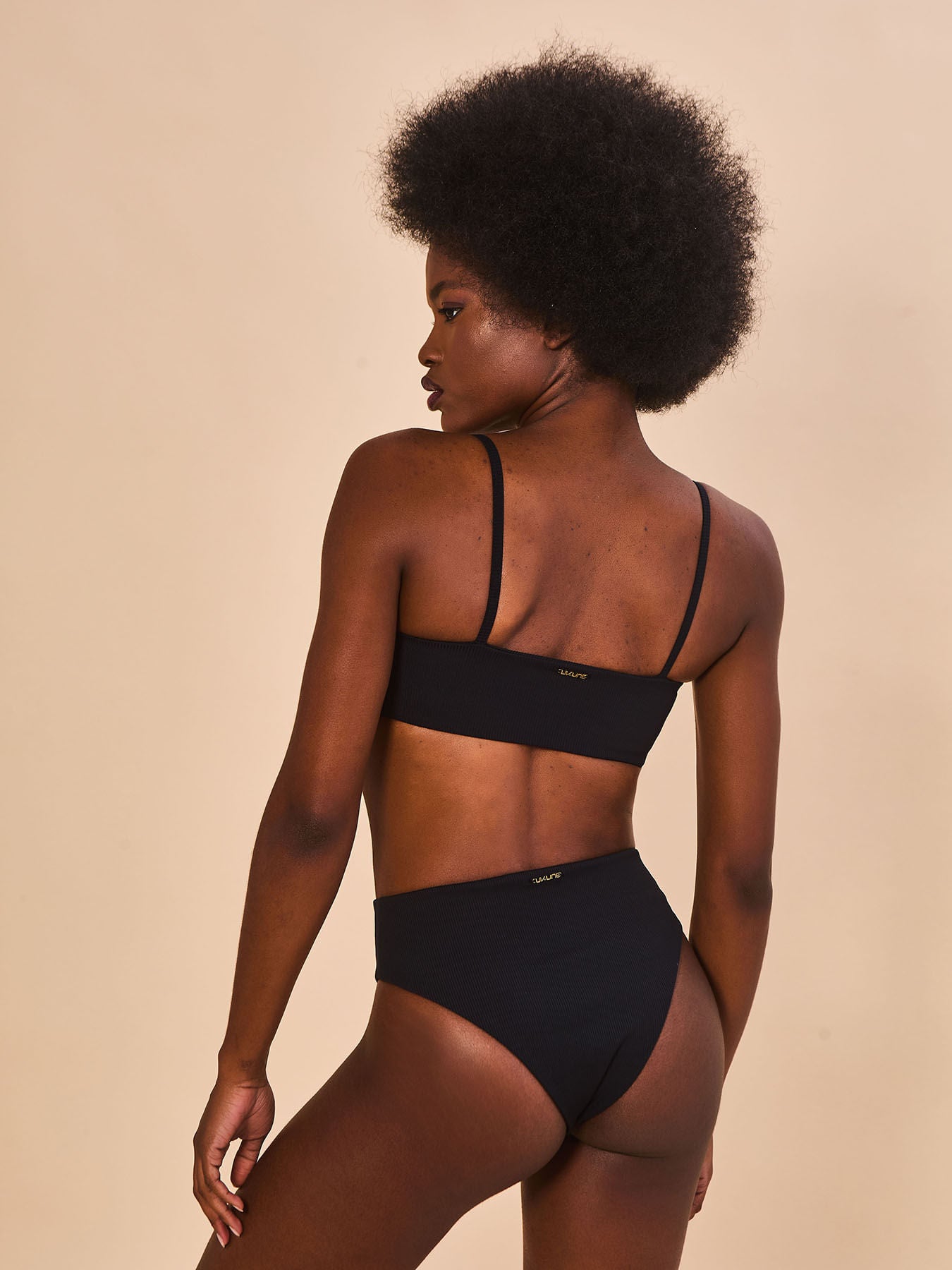 Biquíni Uv Com Proteção Solar Conjunto Canelado - PRETO