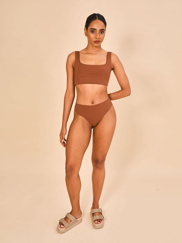 Biquíni Conjunto Fit Color UV Com Proteção Solar FEM - MARROM