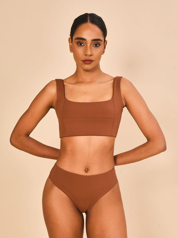 Biquíni Conjunto Fit Color UV Com Proteção Solar FEM - MARROM