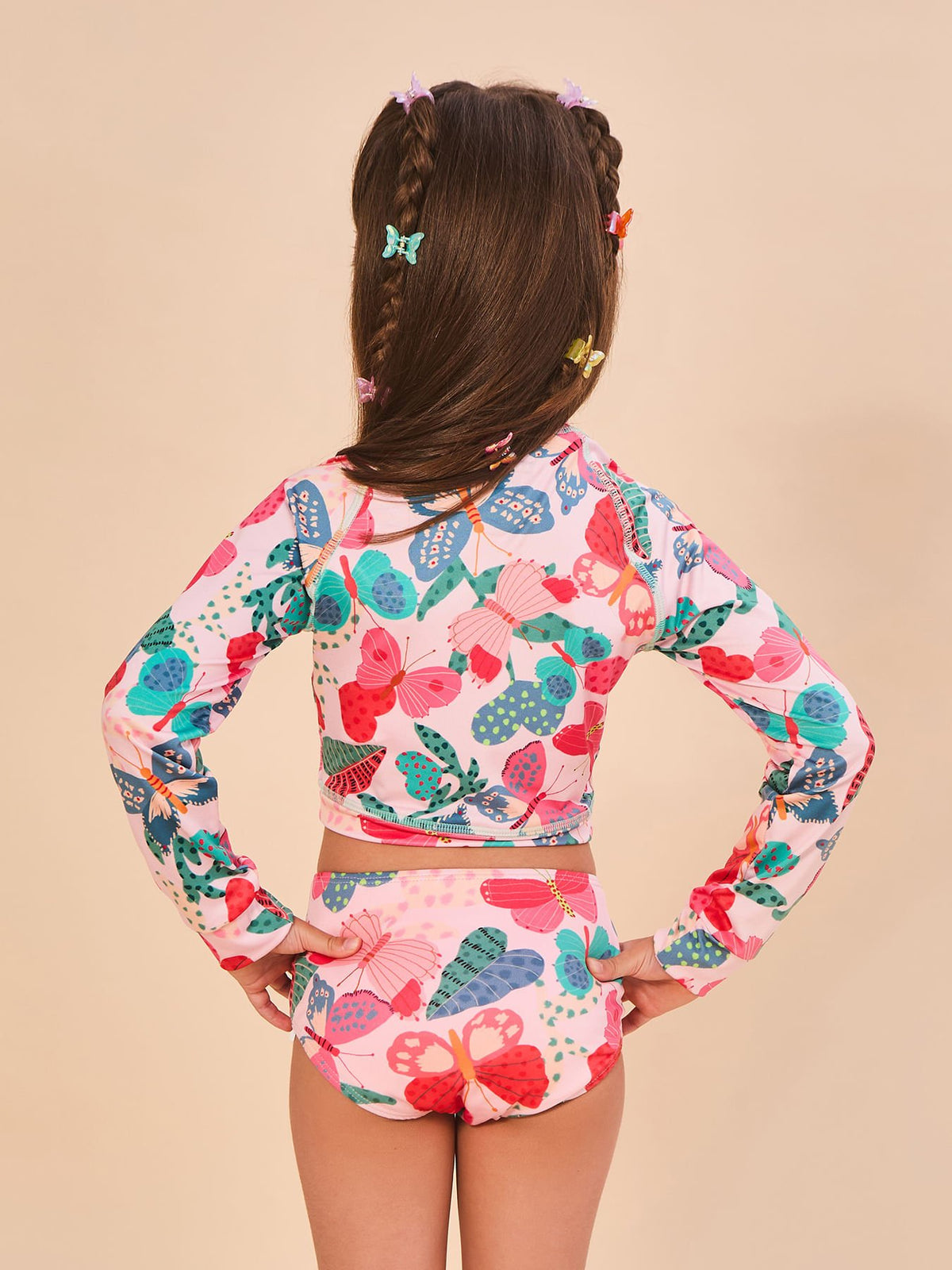Biquíni Conjunto UV Hot Pant Infantil Com Proteção Solar ML - ESTAMPA BUTTERFLY