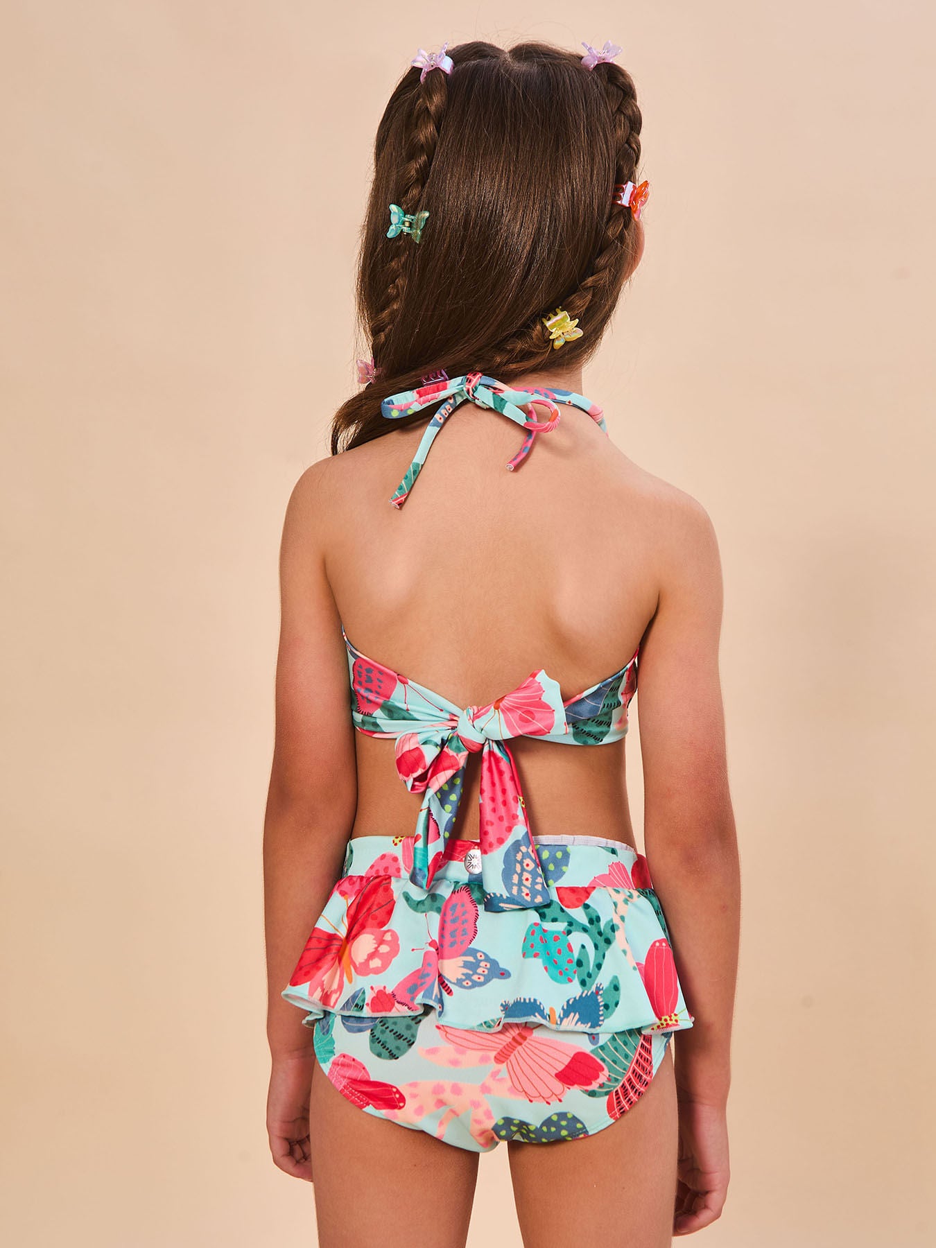 Biquíni Trikini Conjunto UV Infantil Com Proteção Solar - ESTAMPA BUTTERFLY