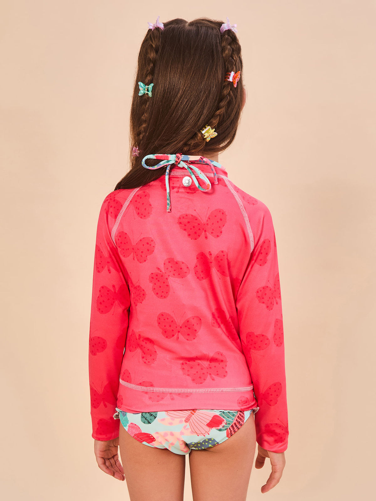 Biquíni Trikini Conjunto UV Infantil Com Proteção Solar - ESTAMPA BUTTERFLY
