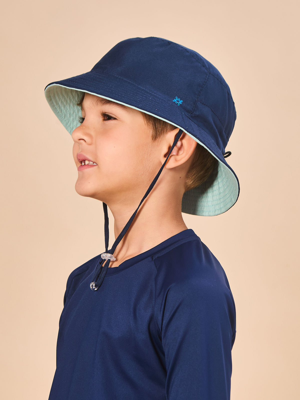 Chapéu UV Infantil Com Proteção Solar Basic Kids - MARINHO/VERDE AGUA