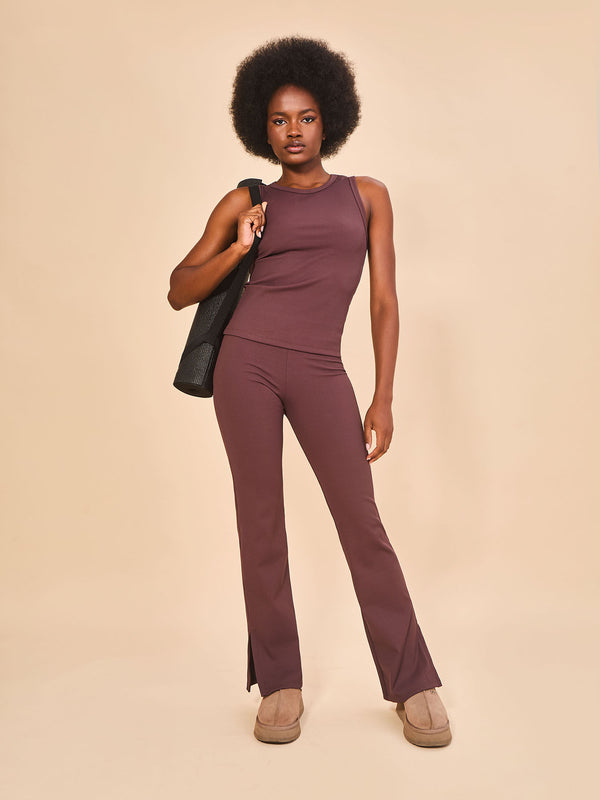 Calça Canelada UV Com Proteção Solar FEM - CAFÉ