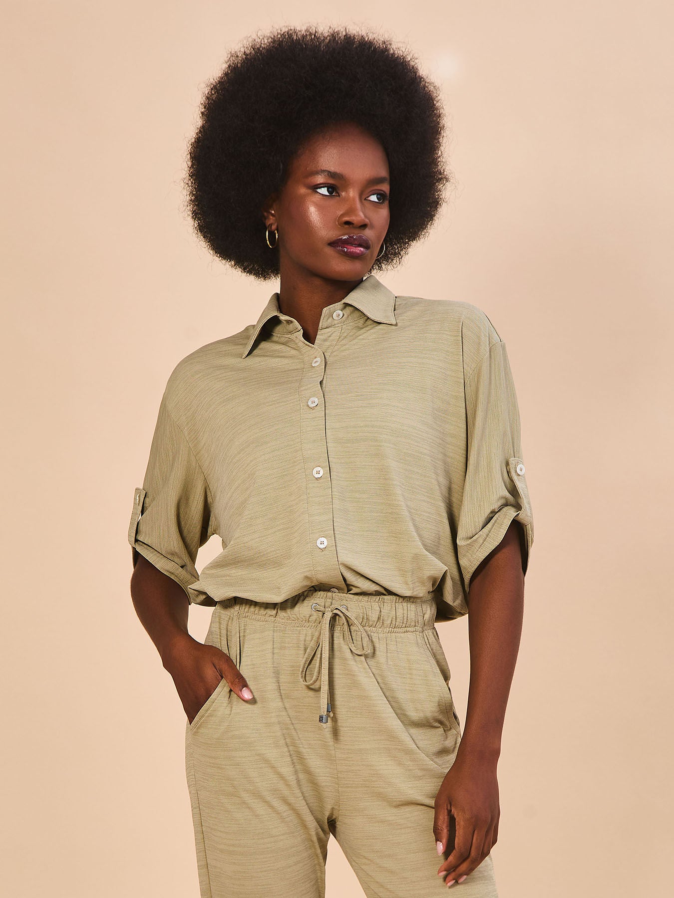 Camisa UV Com Proteção Solar Copa Mescla MC FEM - AREIA