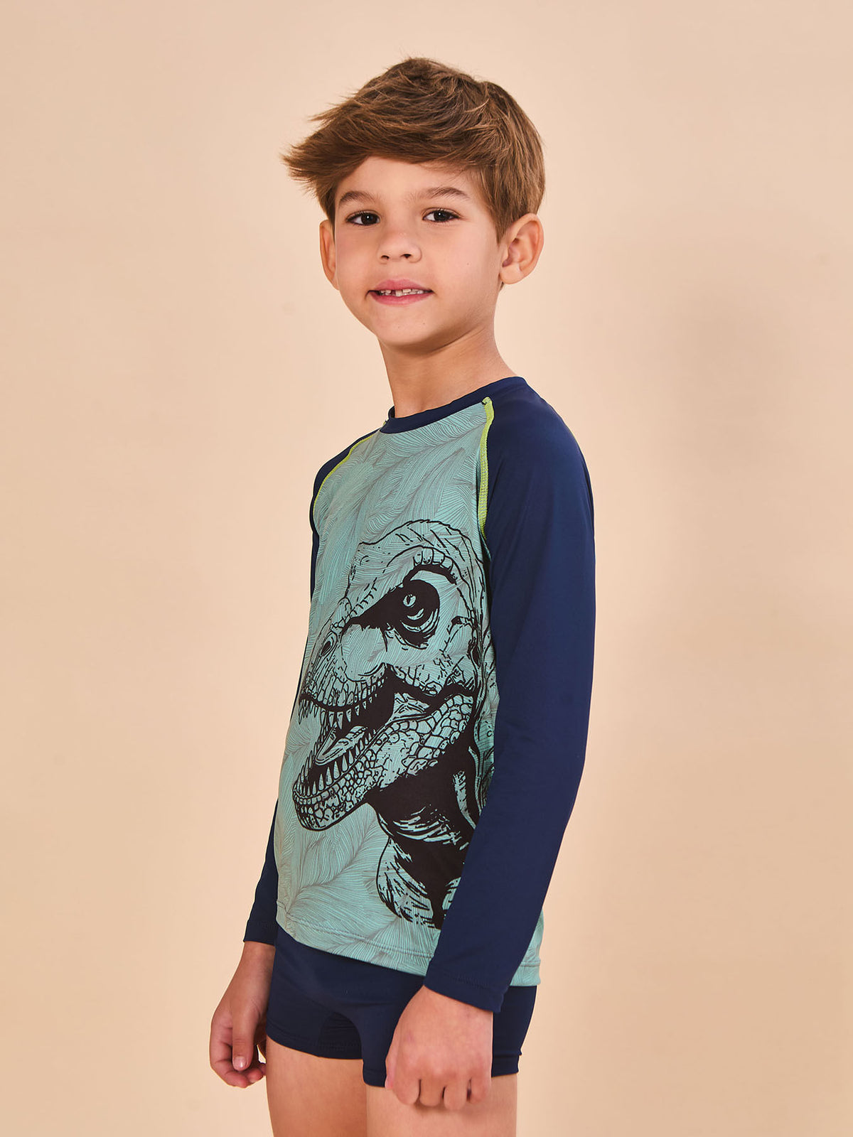 Camisa UV Infantil Com Proteção Solar Acqua ML - ESTAMPA T-REX