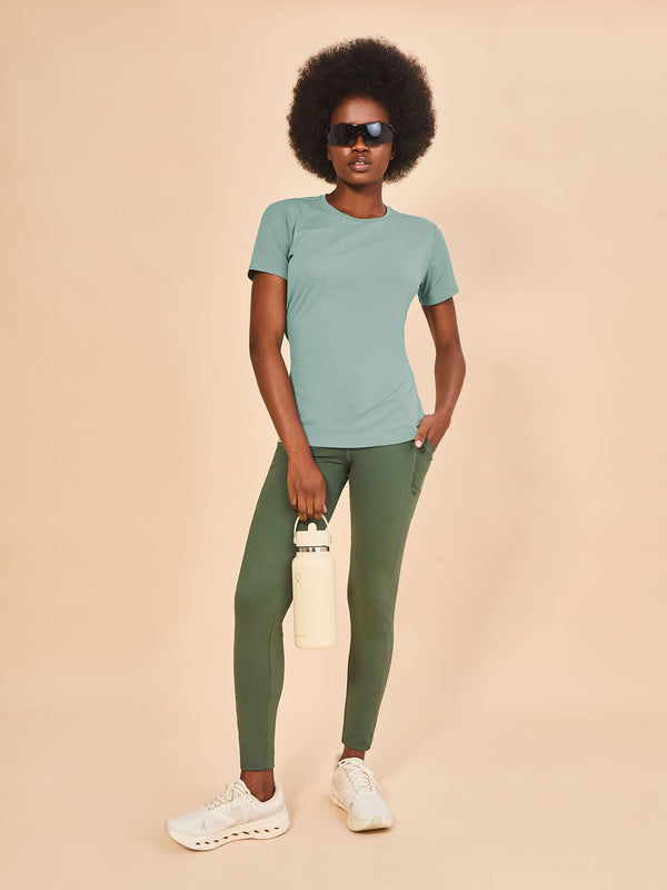 Camisa New Fit UV Feminina Com Proteção Solar MC - VERDE AGUA