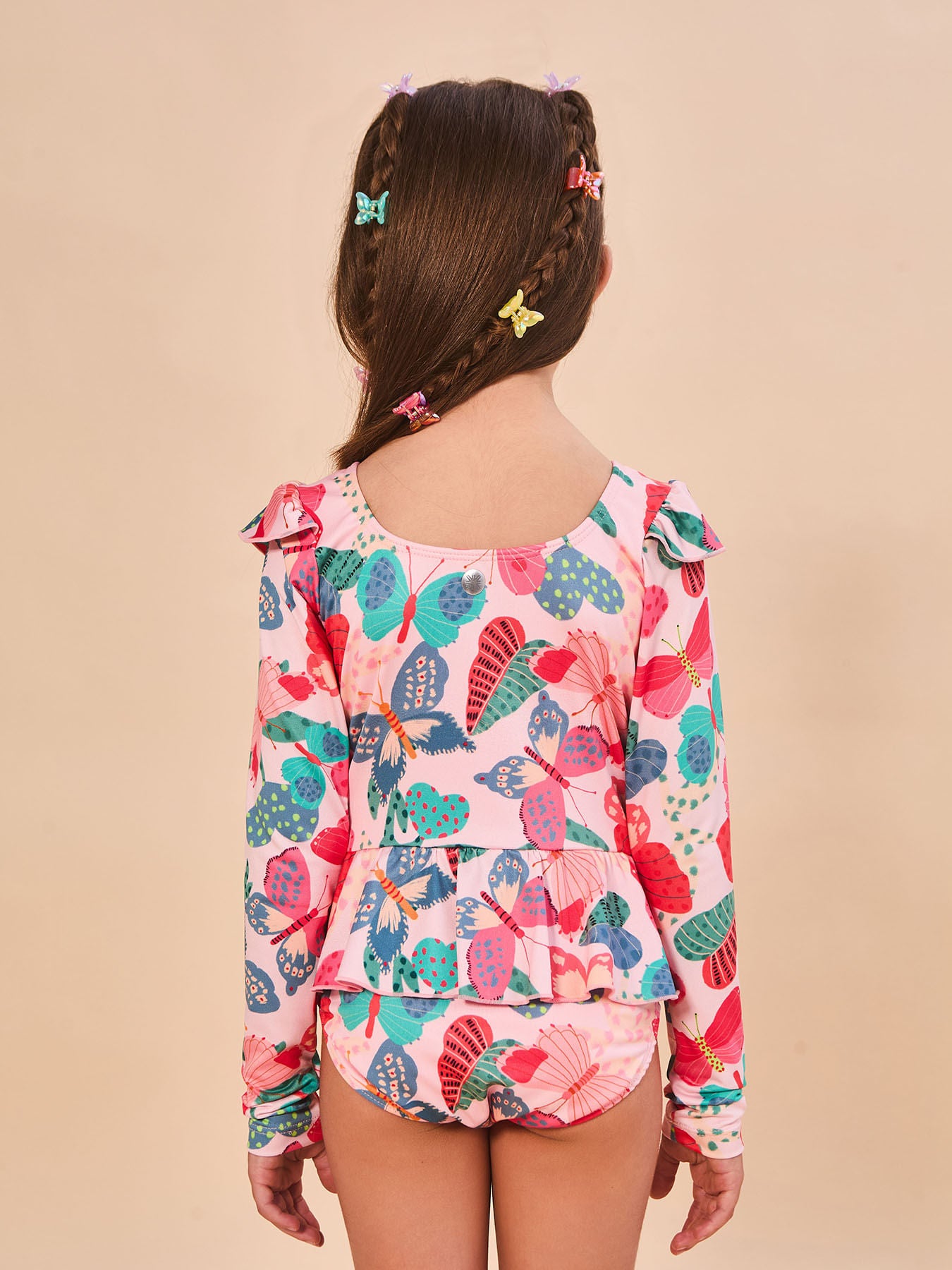 Maiô Menina Babado Uv Com Proteção Solar ML - ESTAMPA BUTTERFLY