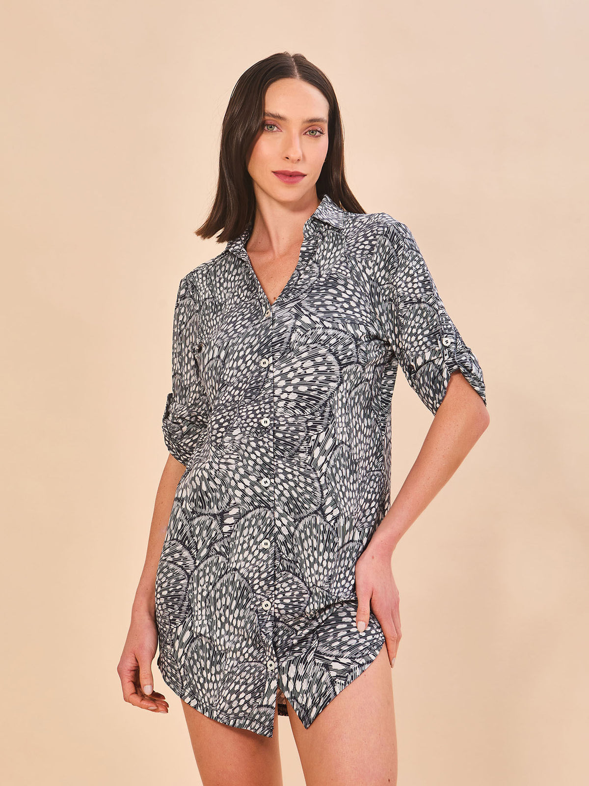 Saída de Praia UV Com Proteção Solar Chemise - ESTAMPA ASAS