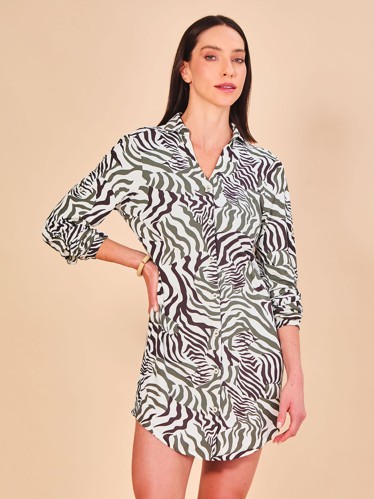 Saída de Praia UV Com Proteção Solar Chemise - ESTAMPA FAUNA