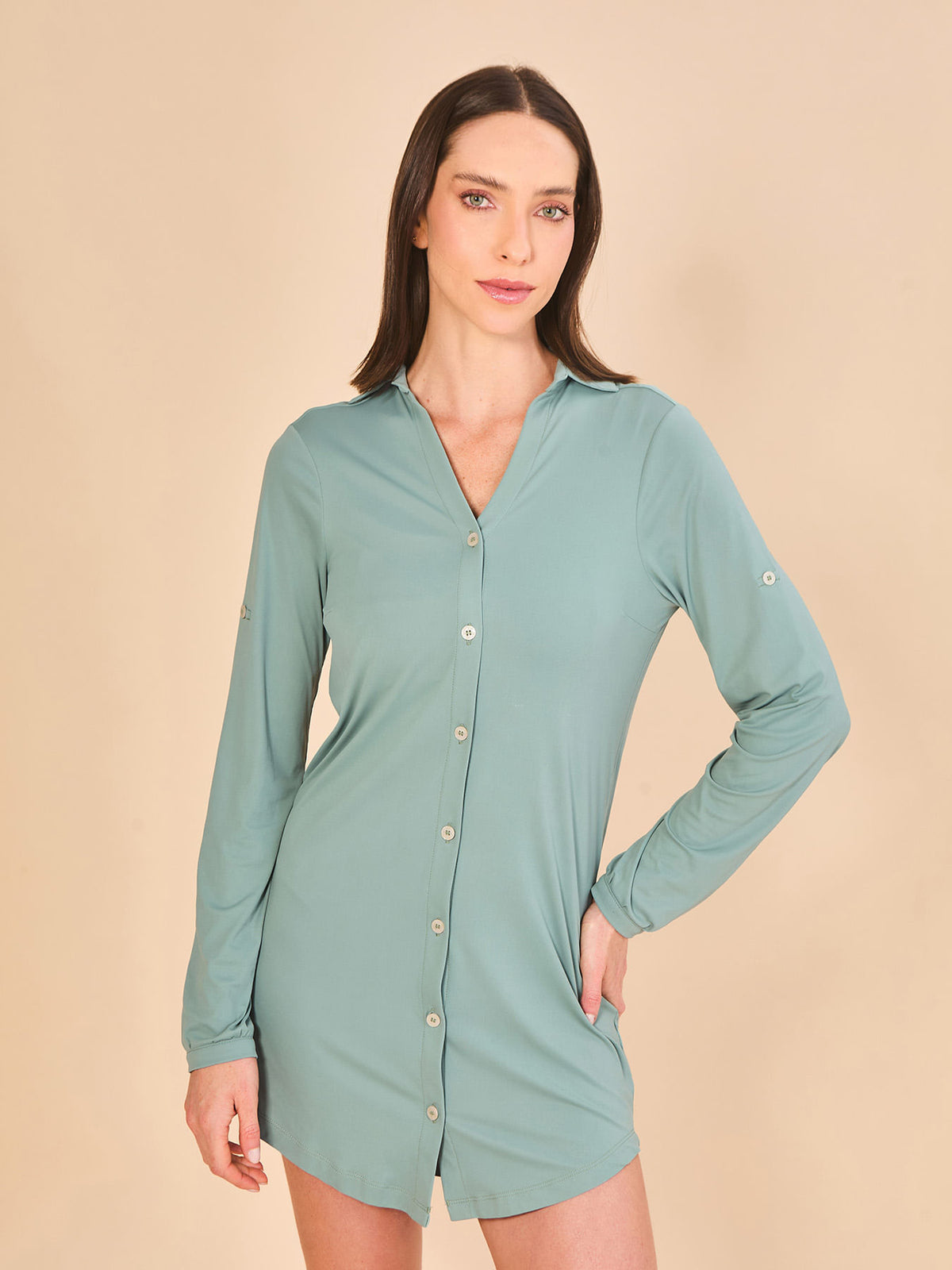Saída de Praia UV Com Proteção Solar Copenhagen-VERDE AGUA