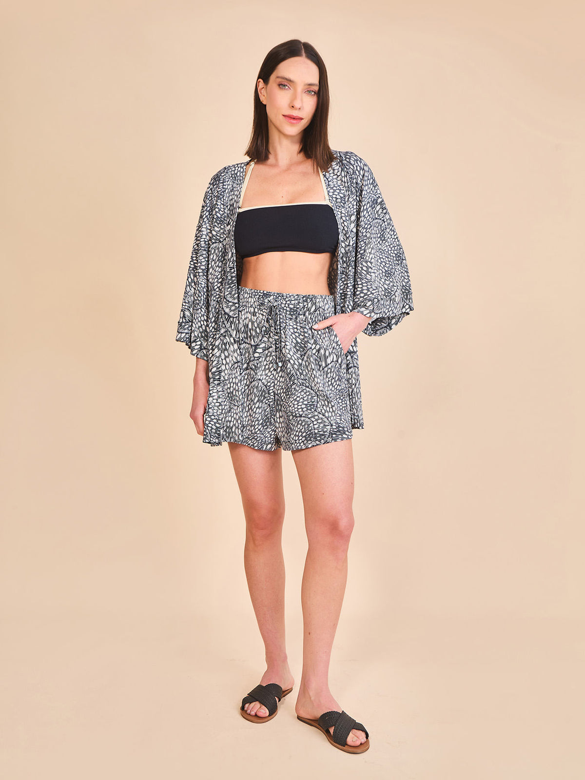 Saída de Praia UV Com Proteção Solar Kimono - ESTAMPA ASAS