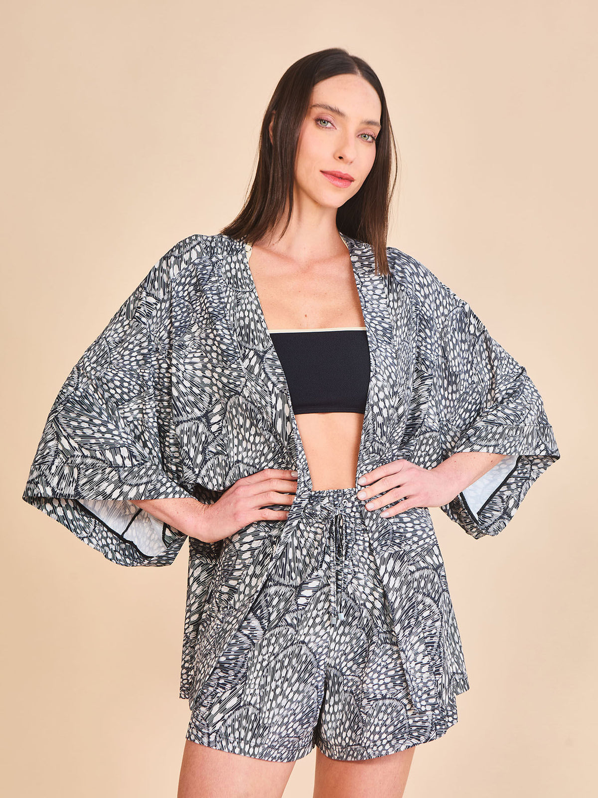 Saída de Praia UV Com Proteção Solar Kimono - ESTAMPA ASAS