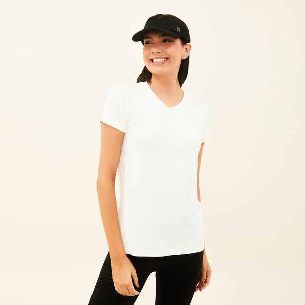 Camisa UV Feminina Com Proteção Solar Sport Fit Off White