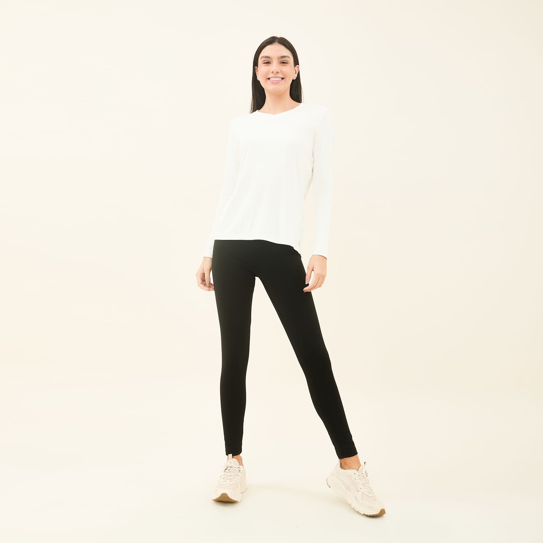 Camisa UV Feminina Com Proteção Solar Sport Fit Off White