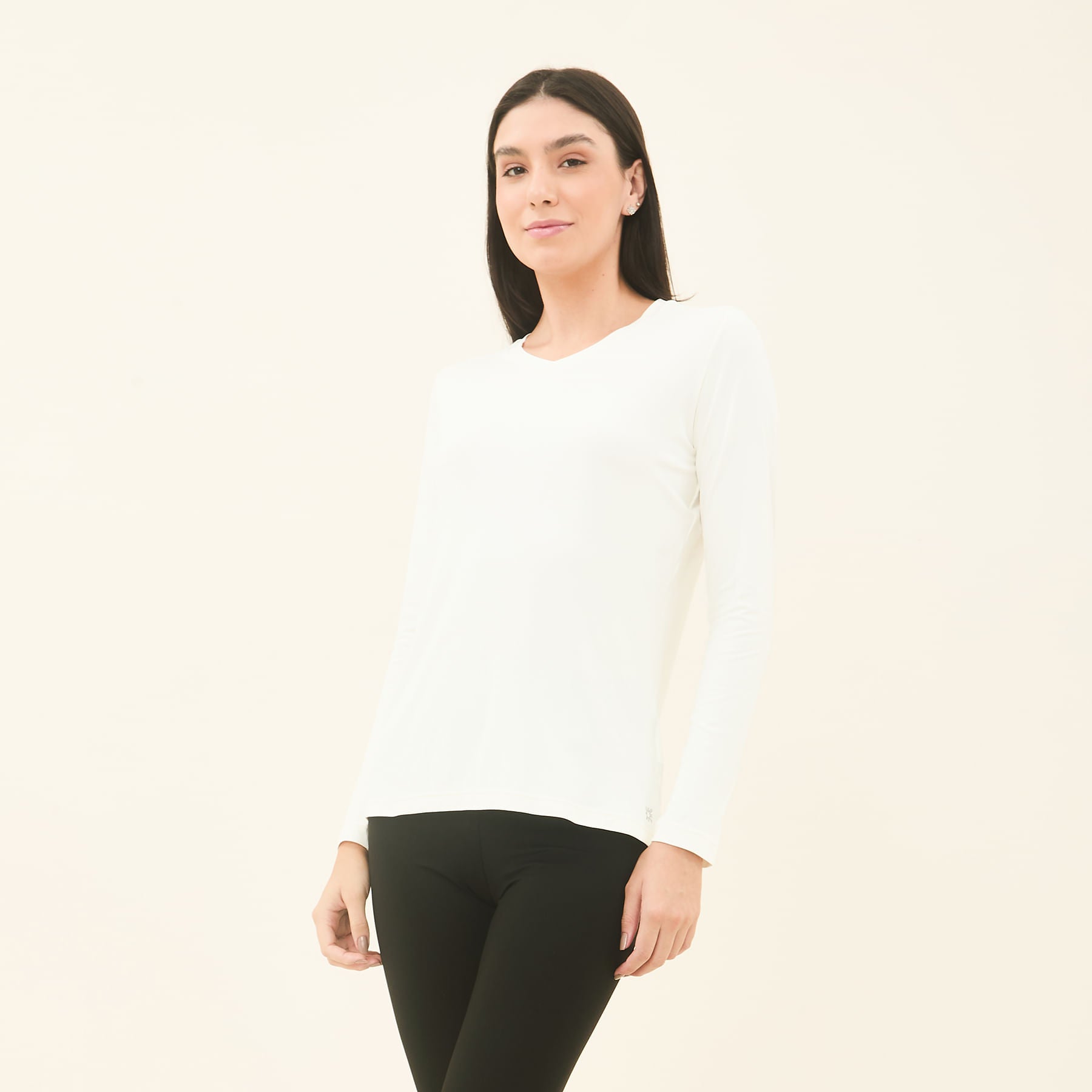 Camisa UV Feminina Com Proteção Solar Sport Fit Off White