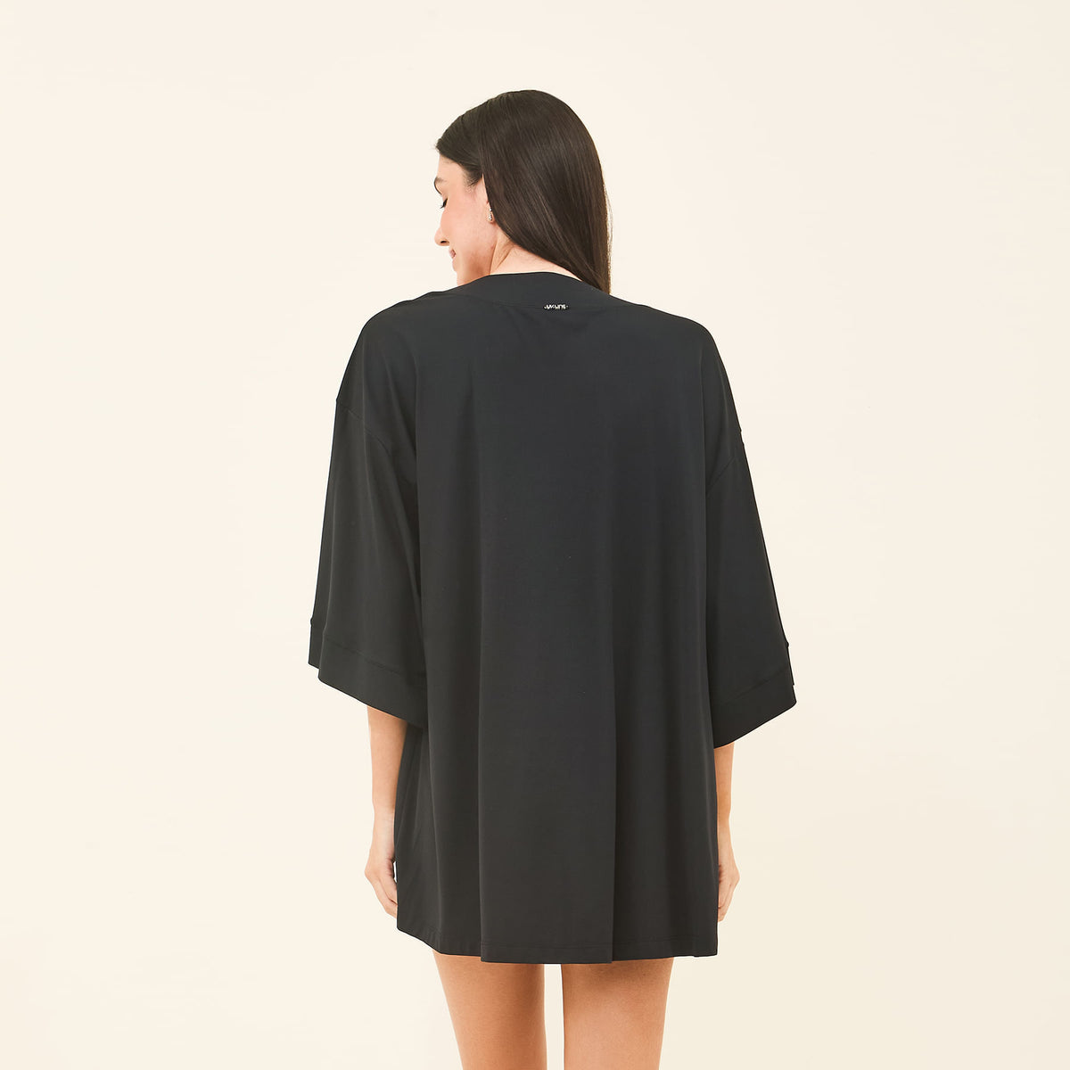 Saída de Praia UV Com Proteção Solar Kimono Color -PRETO
