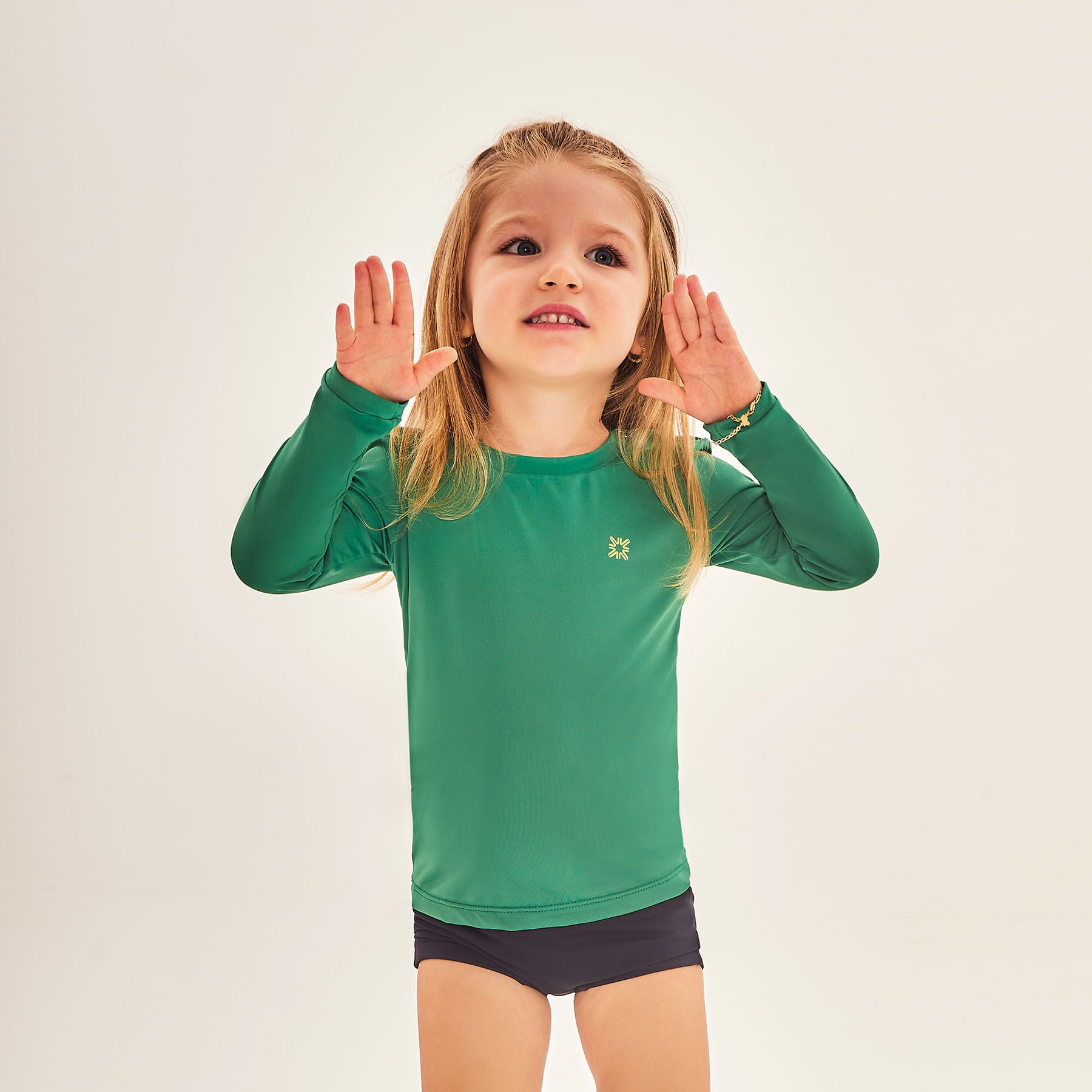 Camisa UV Bebê Com Proteção Solar-VERDE BRASIL