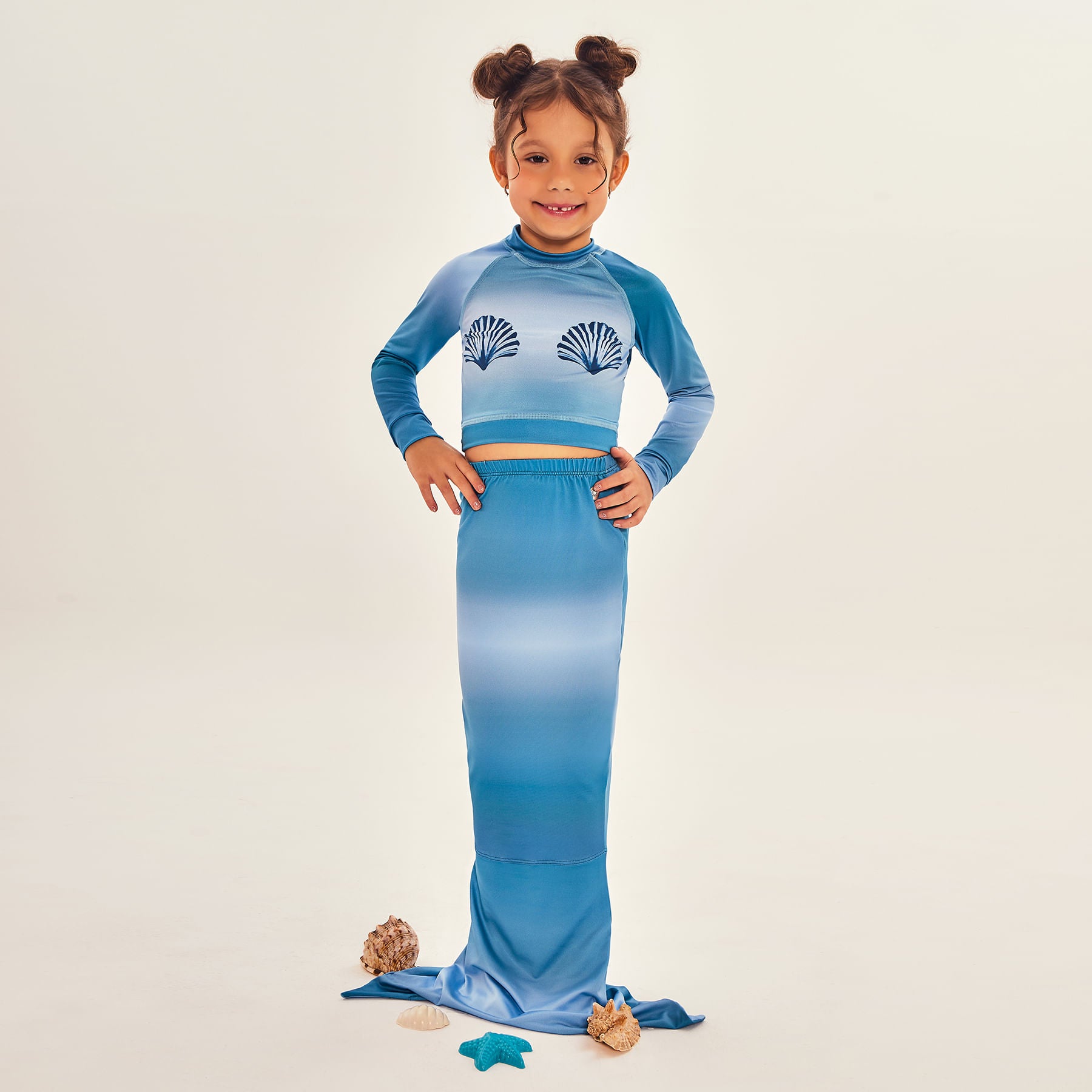 Cauda De Sereia Uv Com Proteção Solar Estampa Tie Dye