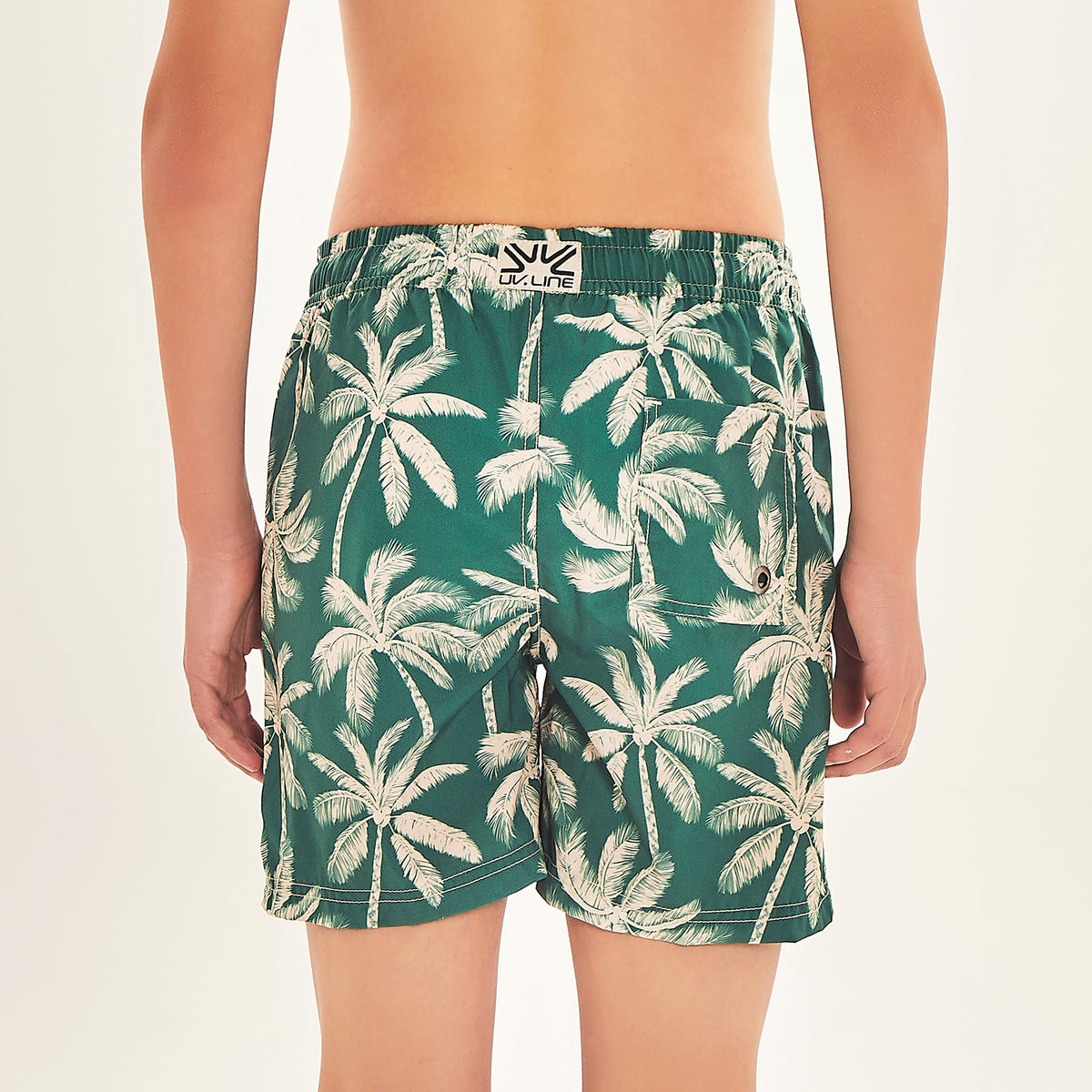 Shorts Acqua Infantil UV Com Proteção Solar Estampa Coqueiro Verde