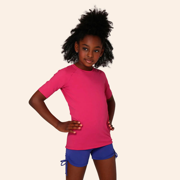 Camiseta  com Proteção Solar Uvpro Infantil UV.LINE - ROSA TULIPA