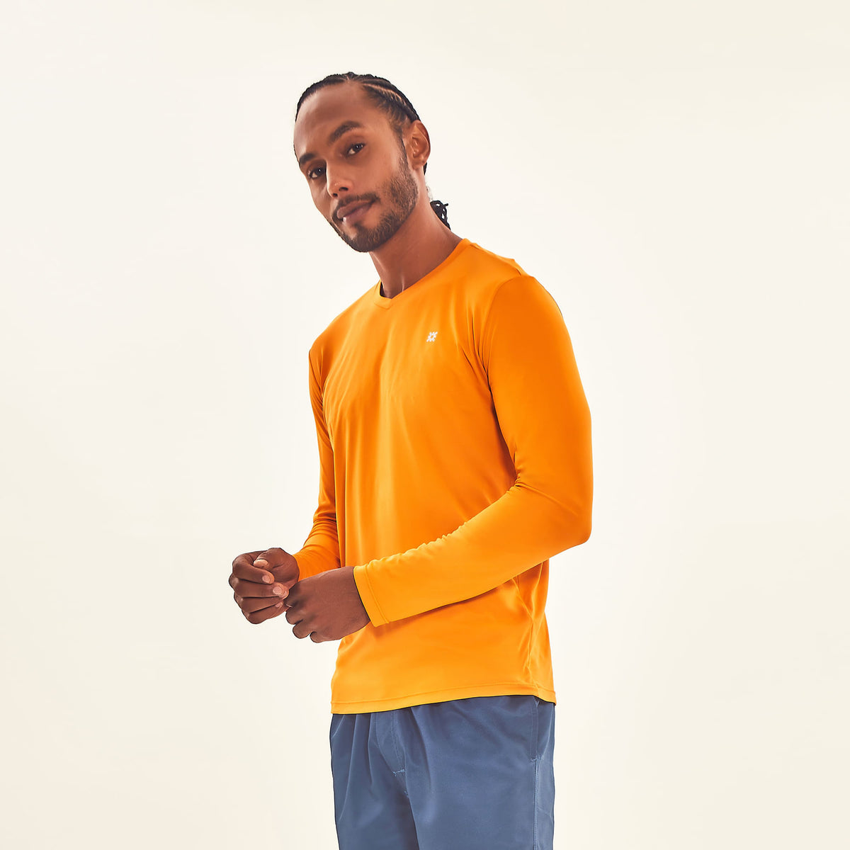 Camisa UV Masculina Com Proteção Solar Sport Fit  Laranja