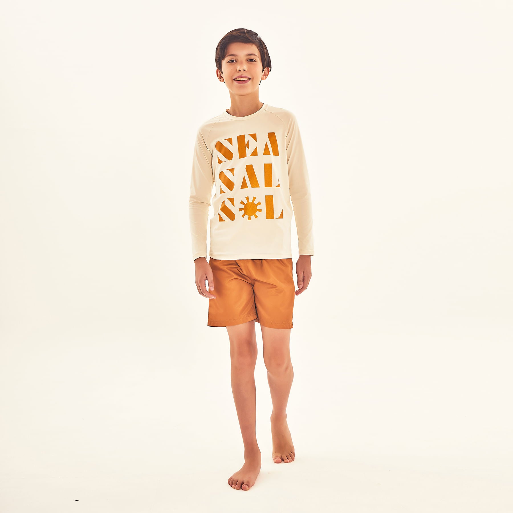 Camisa Uv Com Proteção Solar Estampa Sea Sal Sol Off White