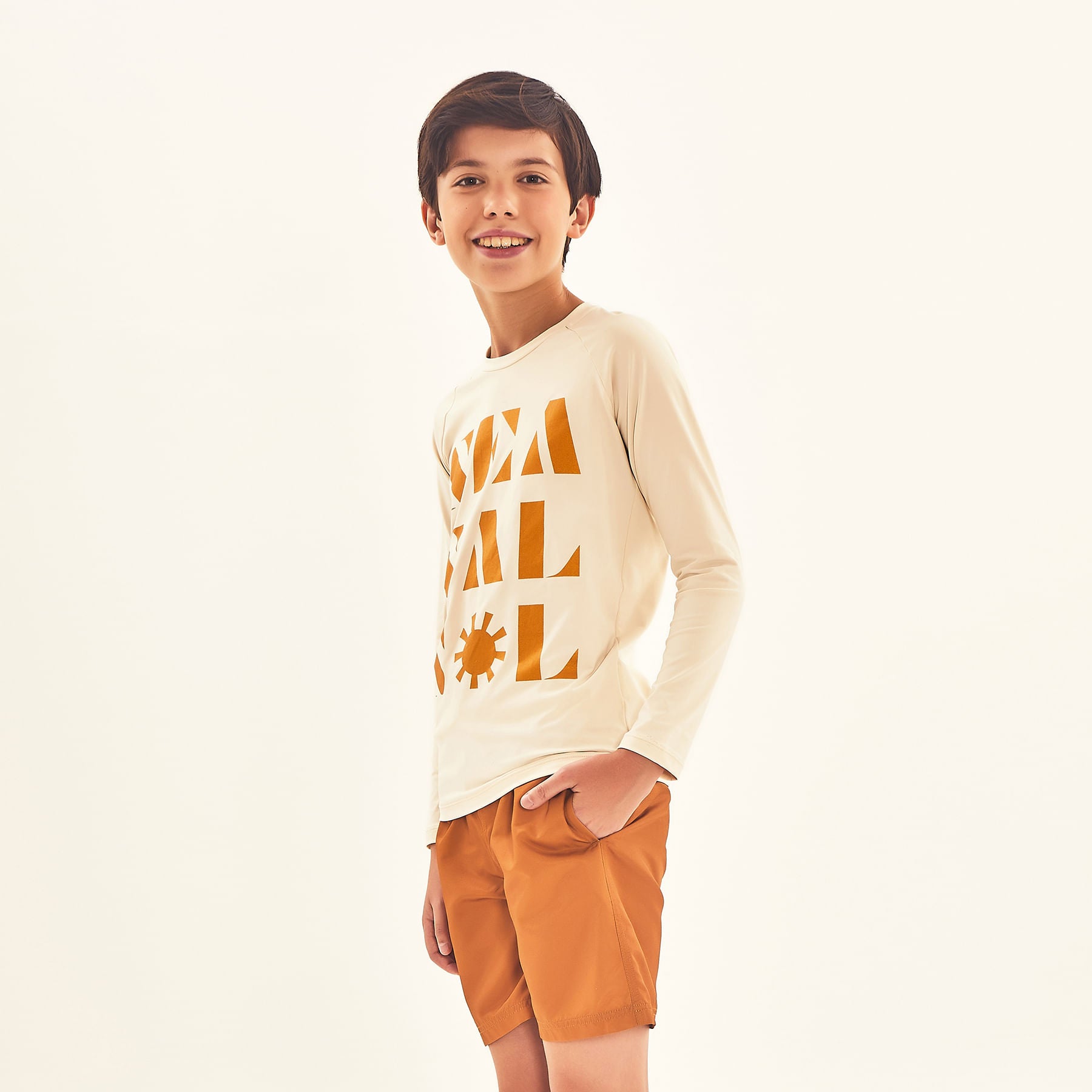 Camisa Uv Com Proteção Solar Estampa Sea Sal Sol Off White