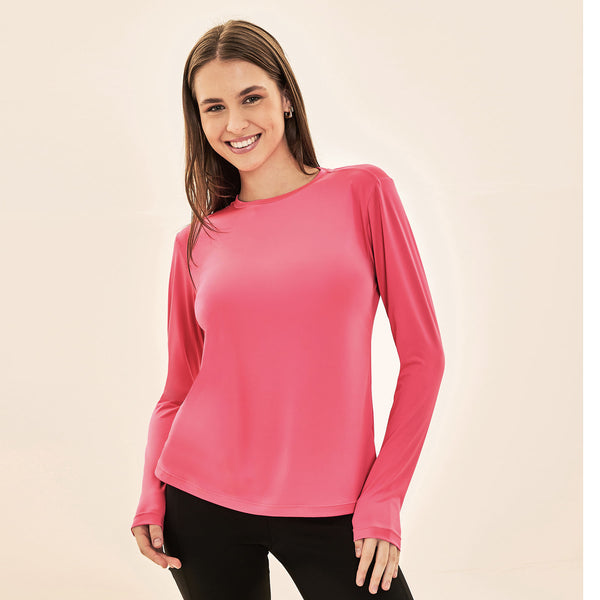 Camisa UV Com Proteção Solar UVLIGHT ML FEM - CHICLETE FLUOR