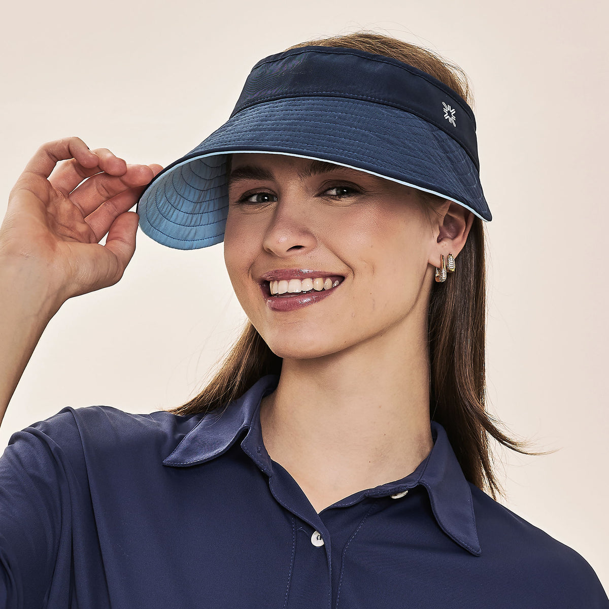 Viseira UV Com Proteção Solar Bali Marinho/Azul Claro