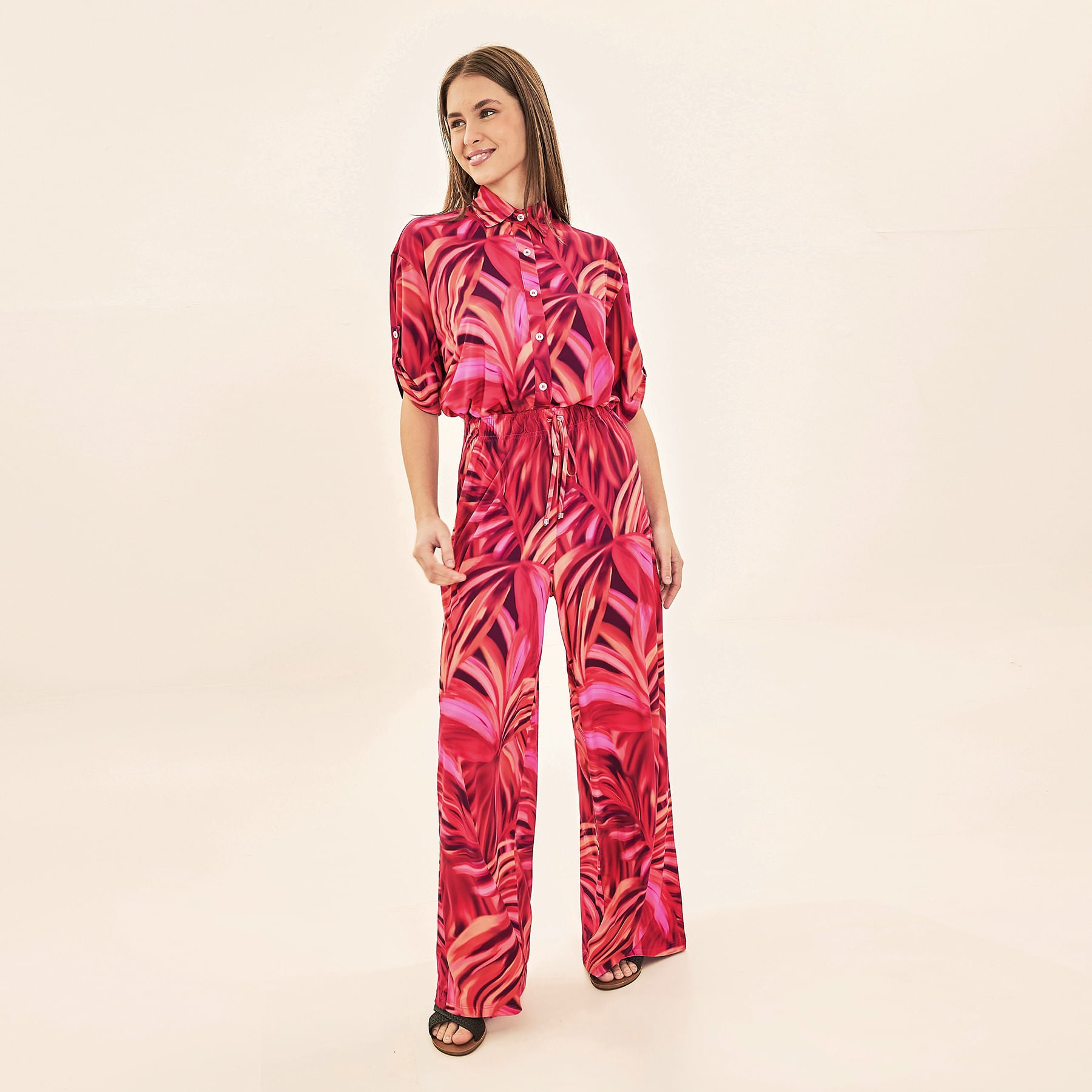 Calça Pantalona Uv Com Proteção Solar - ESTAMPA FOGOS