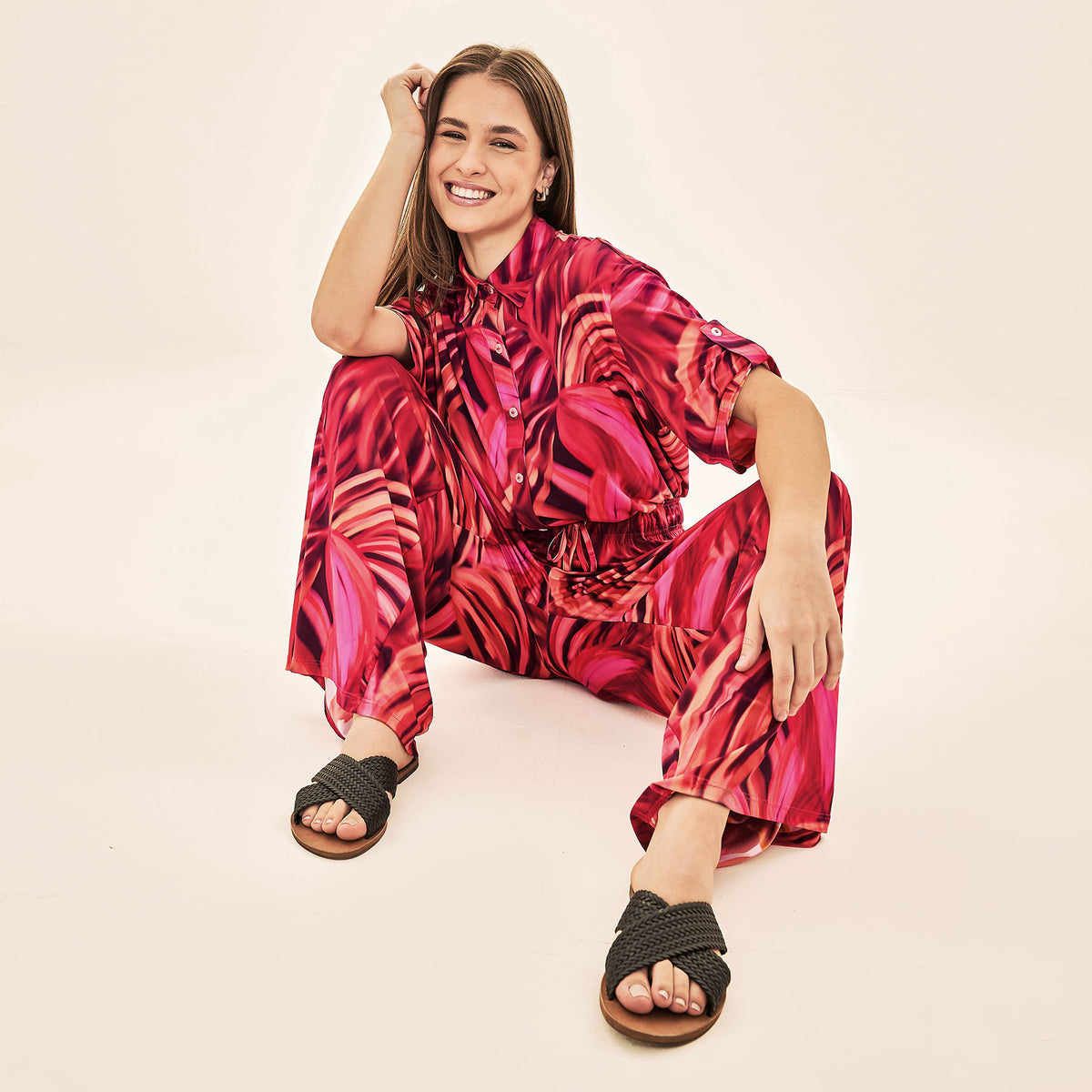 Calça Pantalona Uv Com Proteção Solar - ESTAMPA FOGOS