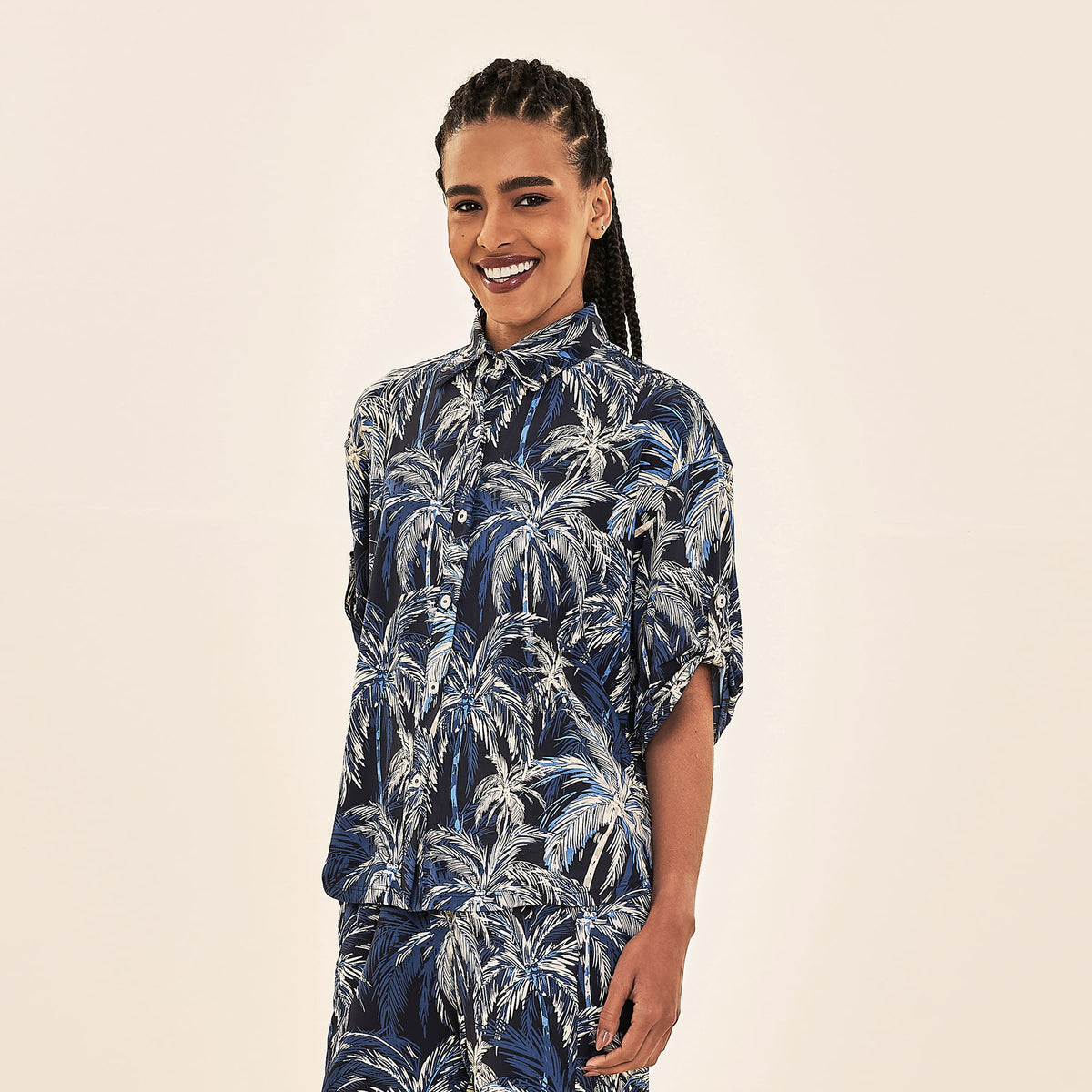 Camisa UV Com Proteção Solar Copa - ESTAMPA COQUEIROS MARINHO