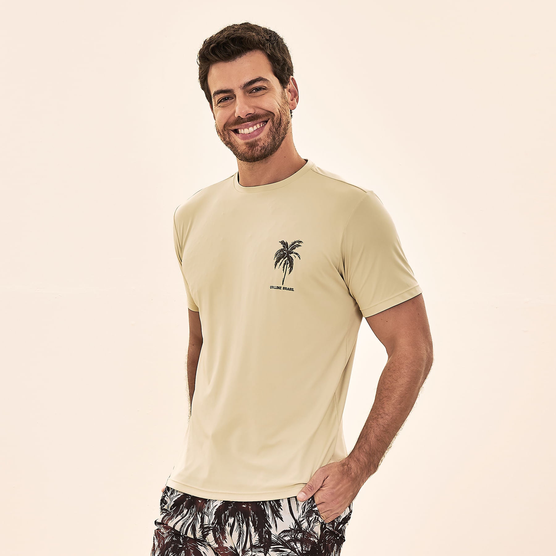 Camisa UV Com Proteção Solar UVLINE COQUEIRO MC - LINHO
