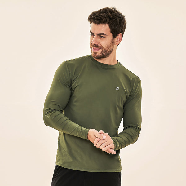 Camisa UV Masculina Com Proteção Solar Uvpro Verde Militar