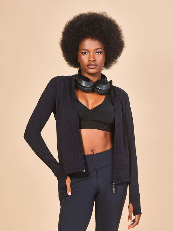 Casaco UV Com Proteção Solar New Fit Textura ML FEM - PRETO