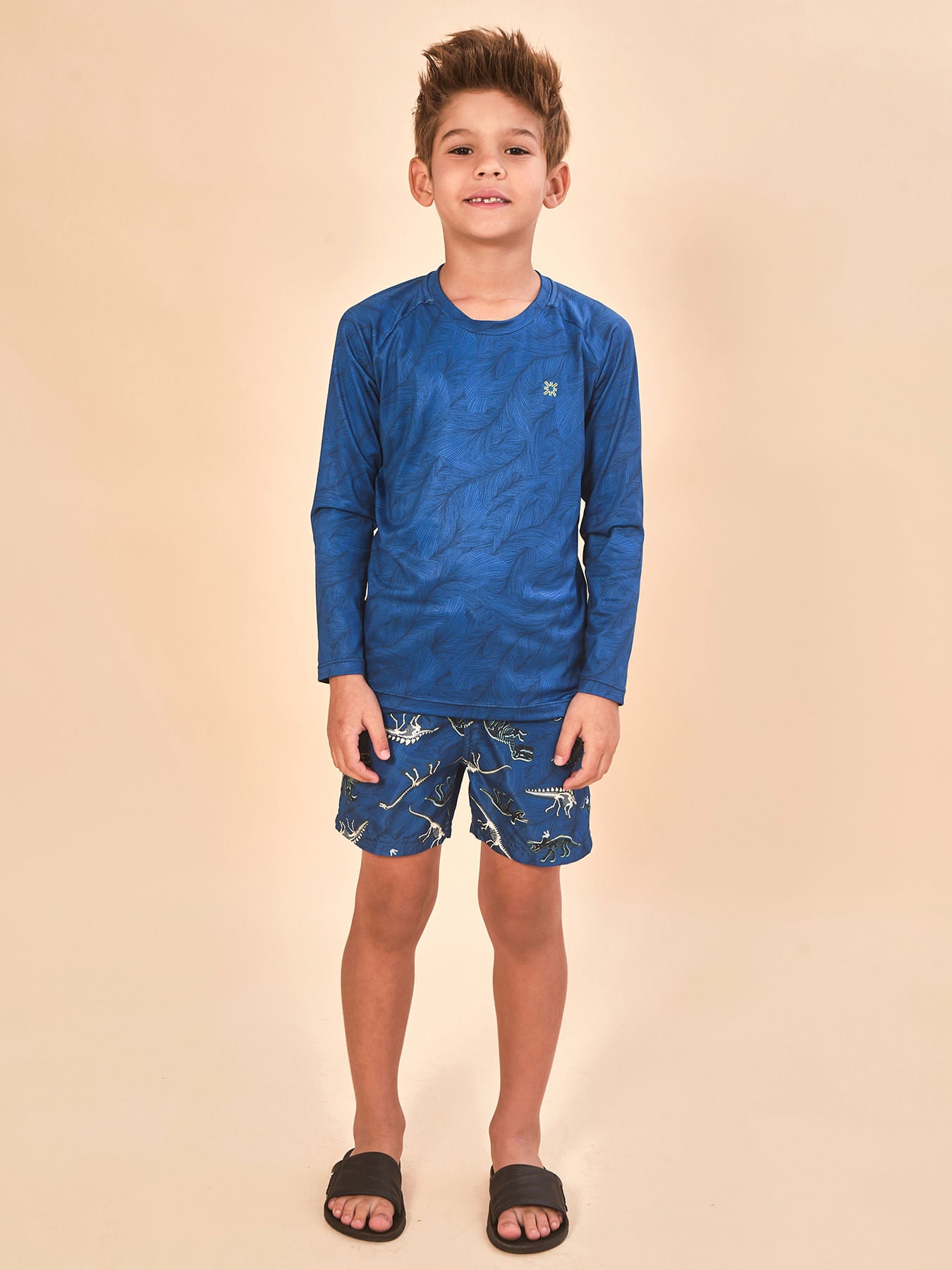 Camisa UV Infantil Com Proteção Solar Acqua ML - ESTAMPA DINO SKELETON