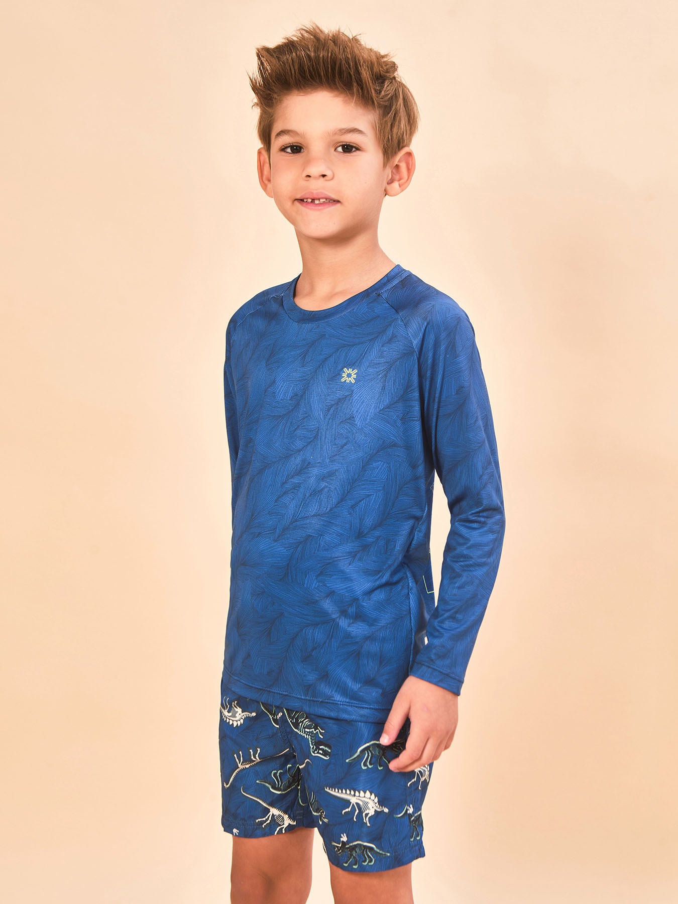 Camisa UV Infantil Com Proteção Solar Acqua ML - ESTAMPA DINO SKELETON