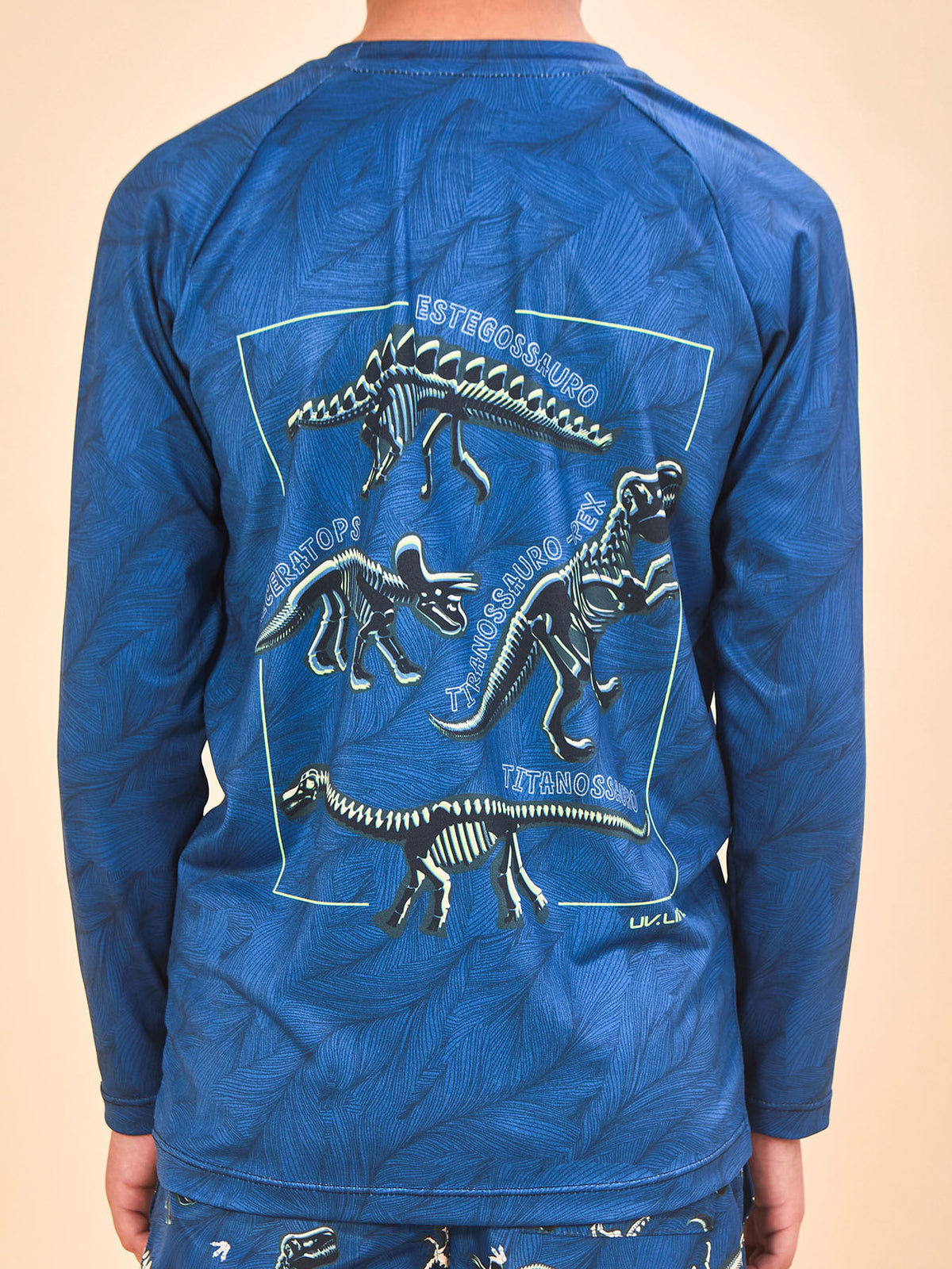 Camisa UV Infantil Com Proteção Solar Acqua ML - ESTAMPA DINO SKELETON