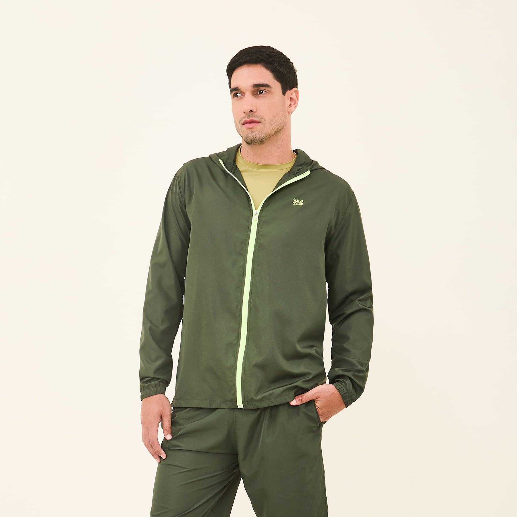 Jaqueta UV Com Proteção Solar Masculina Bag Elastic-VERDE MILITAR