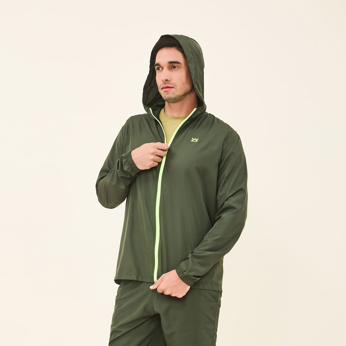 Jaqueta UV Com Proteção Solar Masculina Bag Elastic-VERDE MILITAR