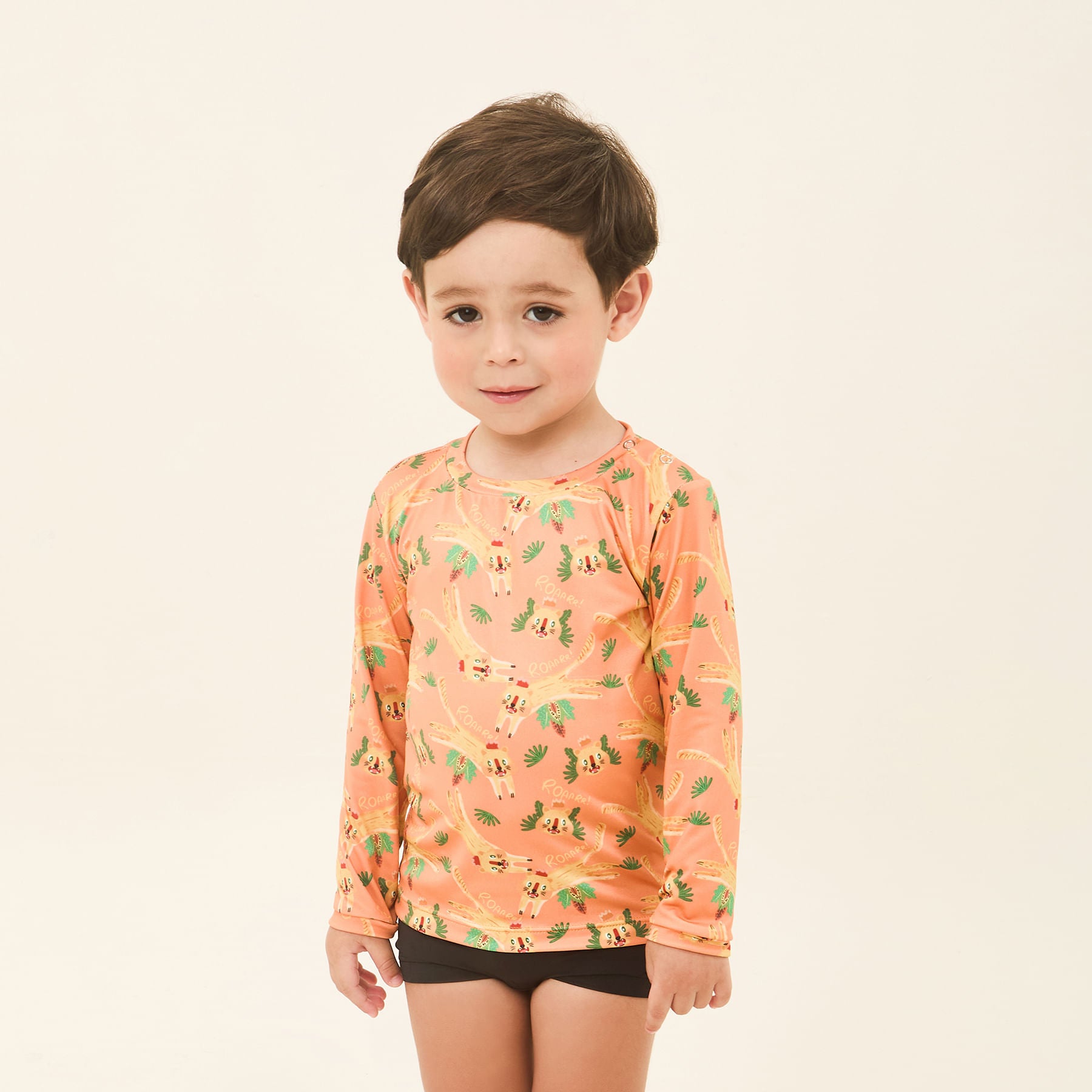 Camisa UV Bebê Com Proteção Solar Estampa Tigre