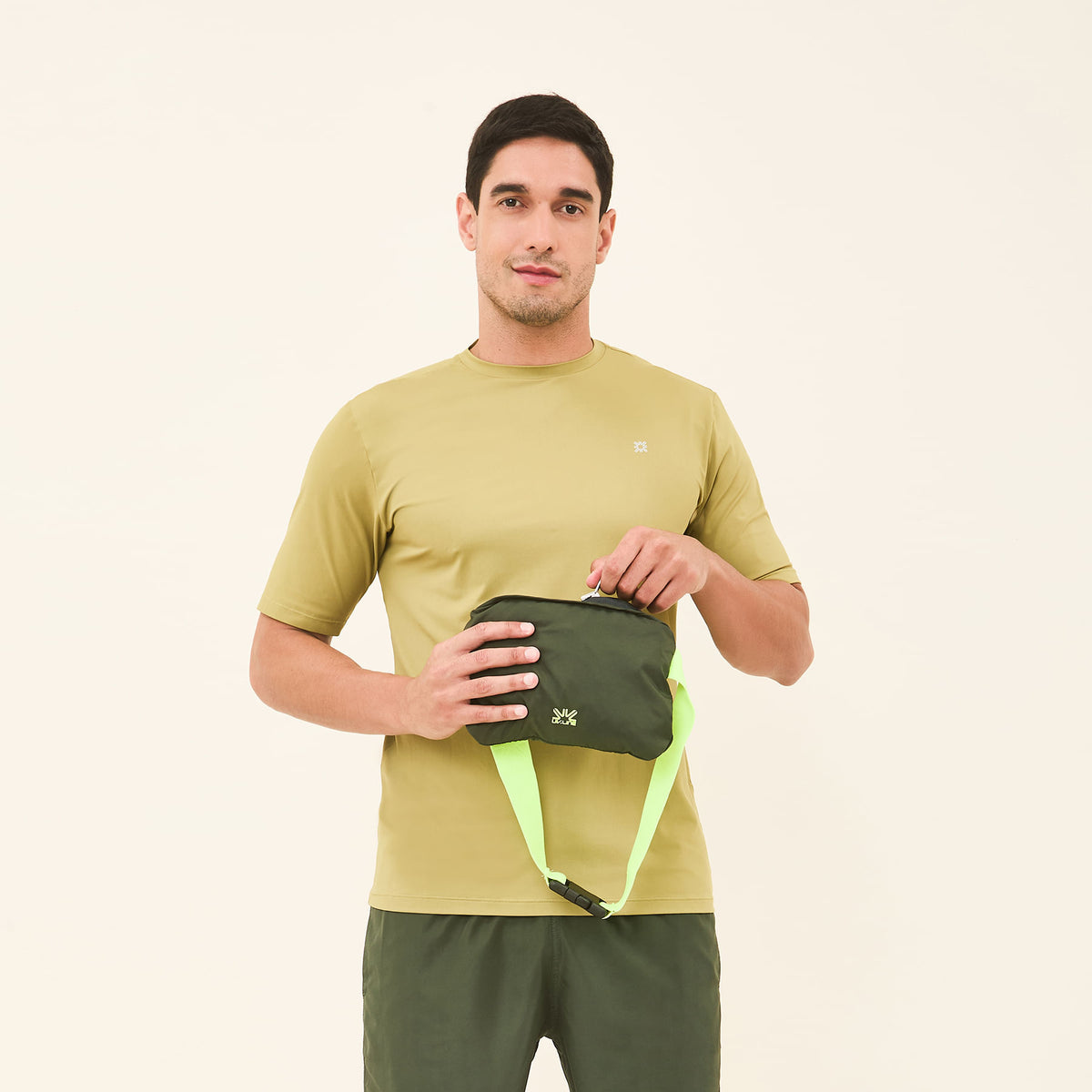 Jaqueta UV Com Proteção Solar Masculina Bag Elastic-VERDE MILITAR